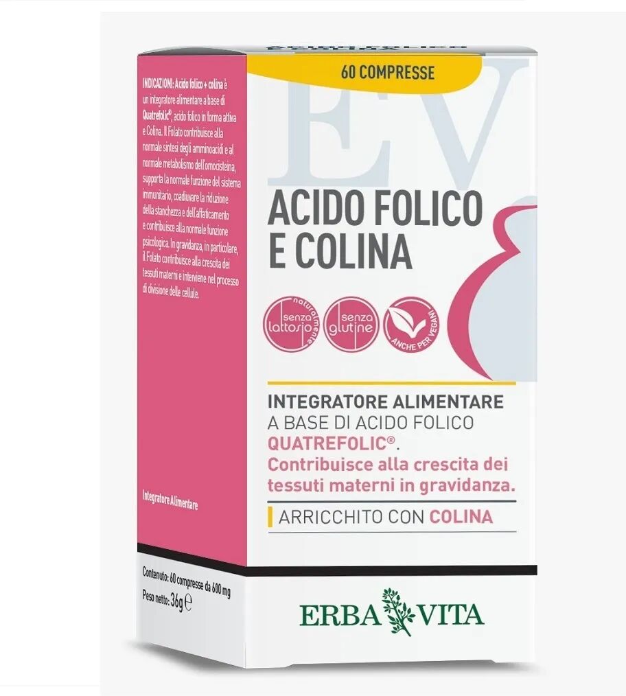 Erba Vita Acido Folico Colina Integratore Gravidanza 60 Compresse