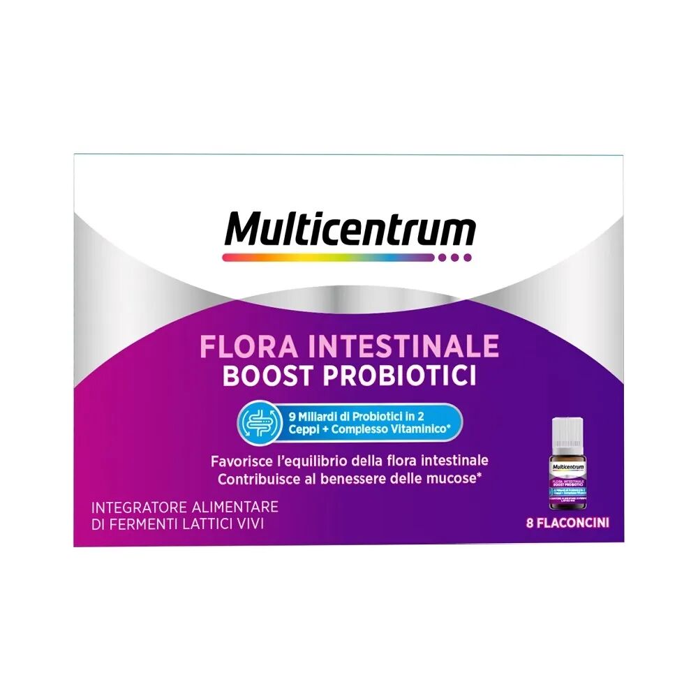 Multicentrum Flora Intestinale Boost Probiotici Integratore Fermenti Lattici Intestino 8 Flaconcini