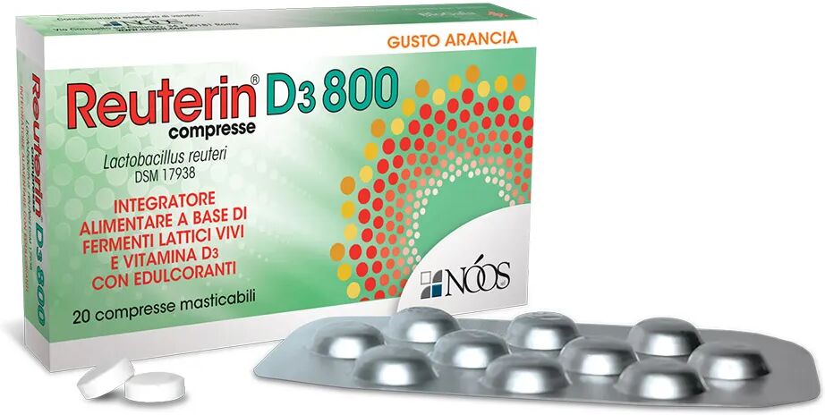 Reuterin D3 800 Integratore Fermenti Lattici Vivi e Vitamine 20 Compresse Masticabili