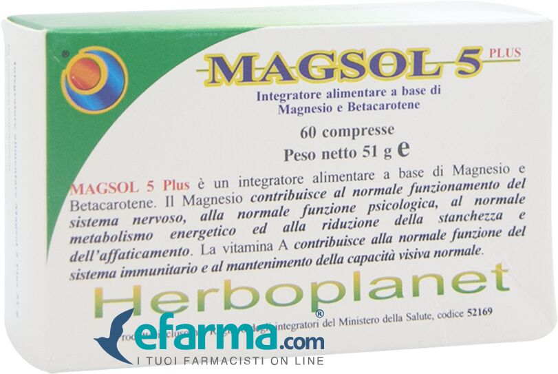 HERBOPLANET Magsol 5 Plus Integratore 60 Compresse