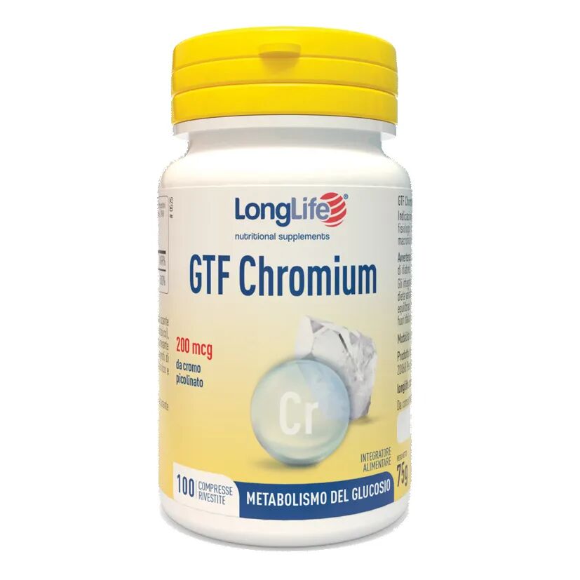 LongLife GTF Chromium Integratore di Cromo Picolinato 100 Compresse