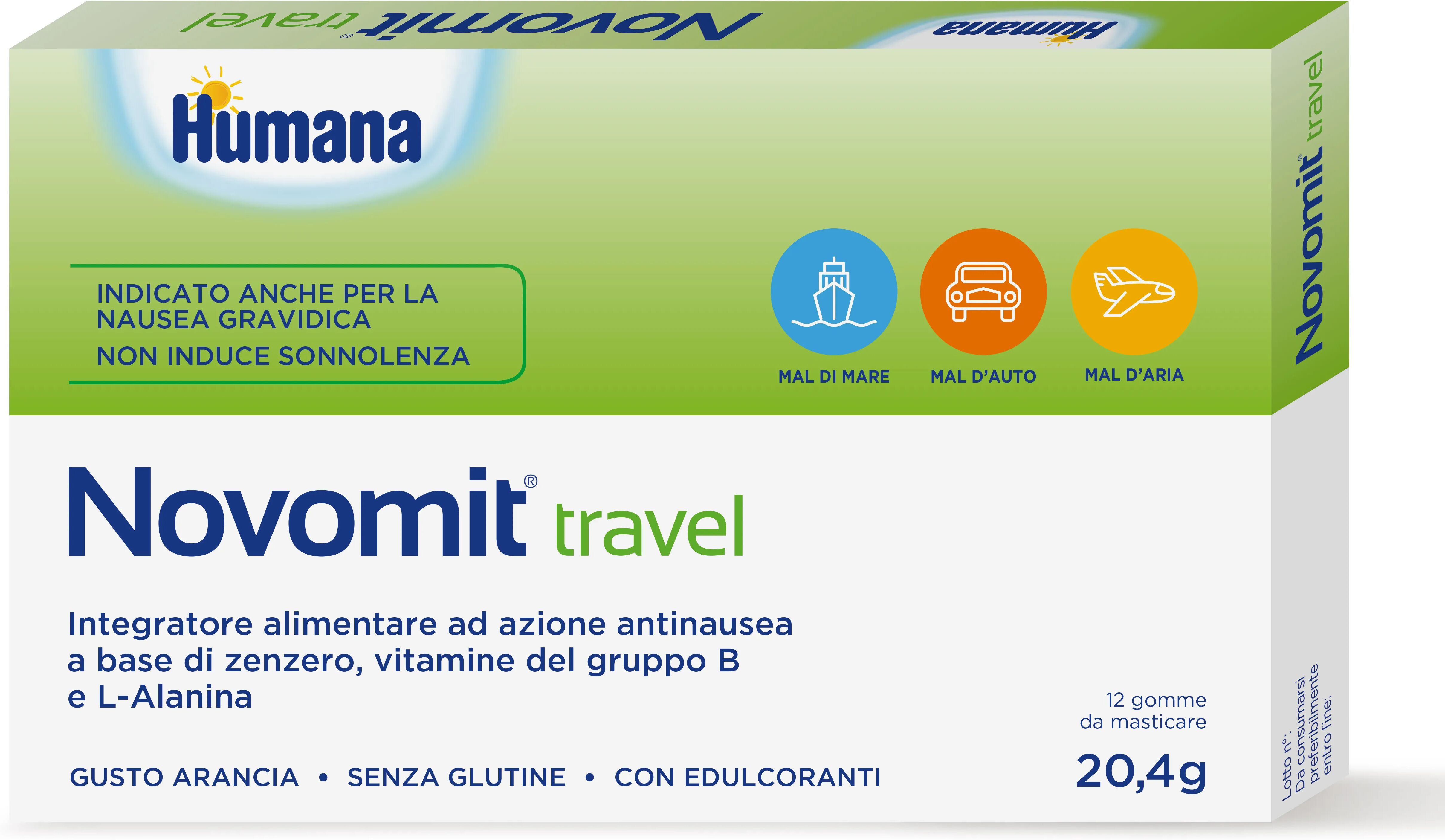 Humana Novomit Travel Integratore Anti Nausea 12 Gomme