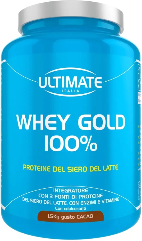 Ultimate Italia Whey Gold 100% Proteine del Siero del Latte Gusto Cacao 1,5 kg