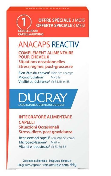 Ducray Anacaps Reactiv Integratore per Caduta dei Capelli 90 capsule