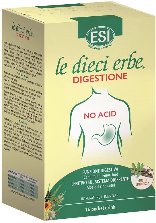 ESI le dieci erbe digestione no acid 16 pocket drink gusto liquirizia 20 ml