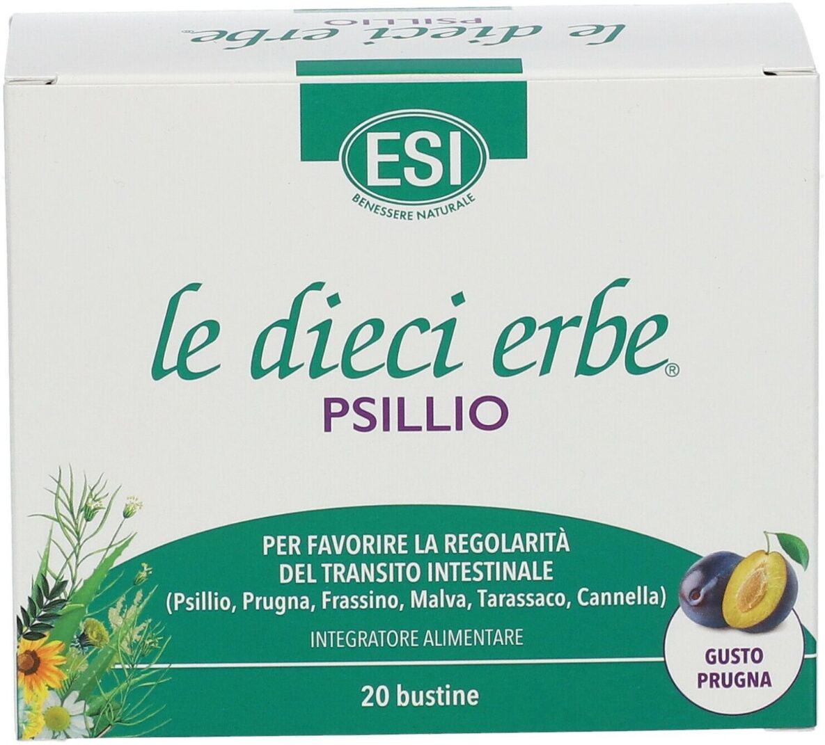 ESI Le Dieci Erbe Psillio Integratore Per La Regolarità Intestinale 20 Bustine