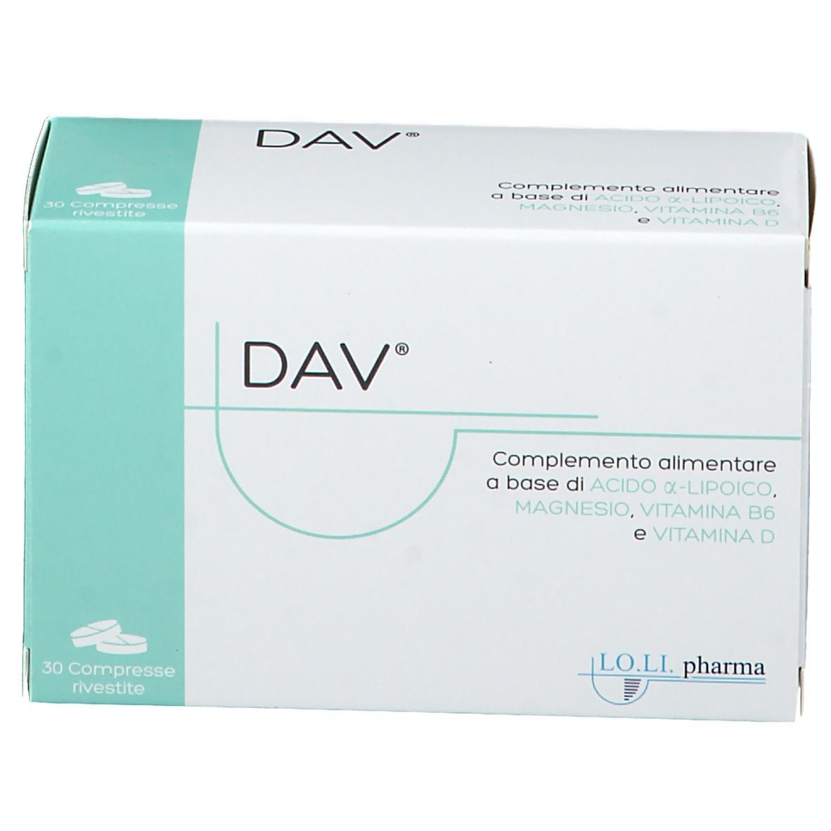 LO.LI.PHARMA Dav Integratore di Magnesio Acido alfa-lipoico Vitamina B6 30 Compresse