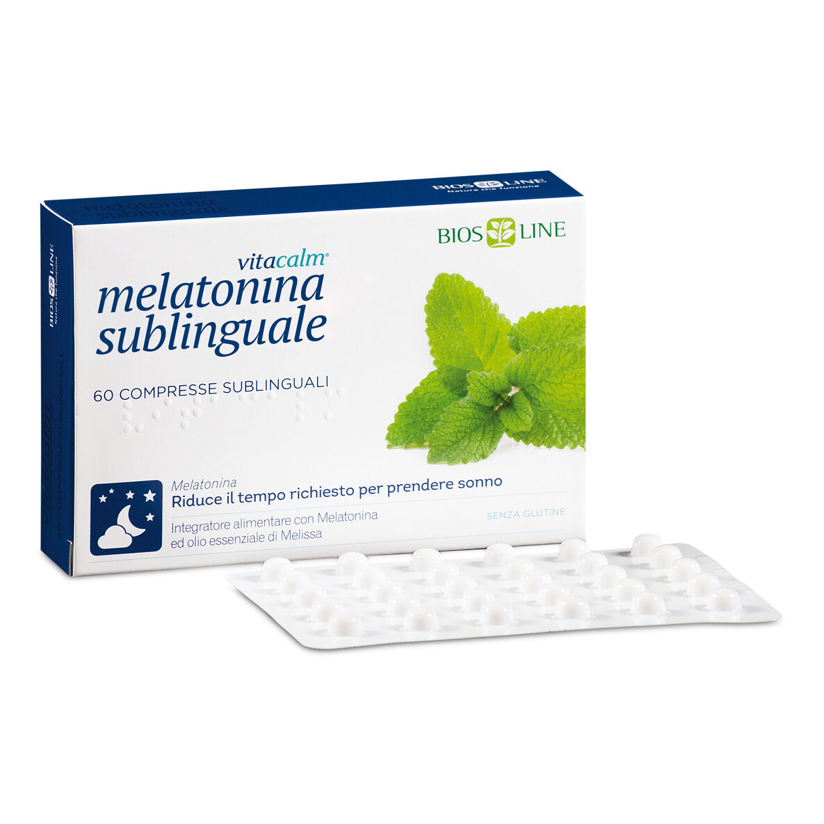 BIOS LINE VitaCalm Melatonina Sublinguale Integratore per il Sonno 120 Compresse