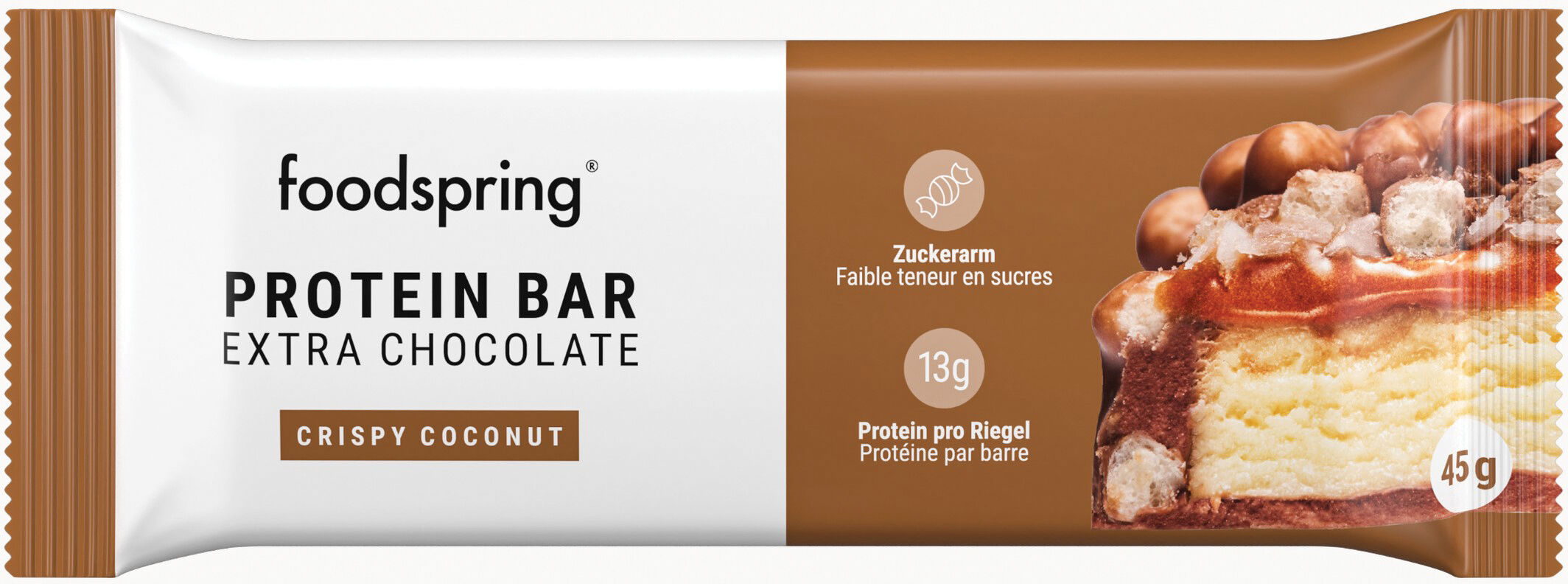 foodspring Protein bar extra chocolate crispy coconut 45 g