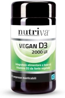 Nutriva Linea Vitamine Vegan D3 2000 UI Integratore 60 compresse masticabili