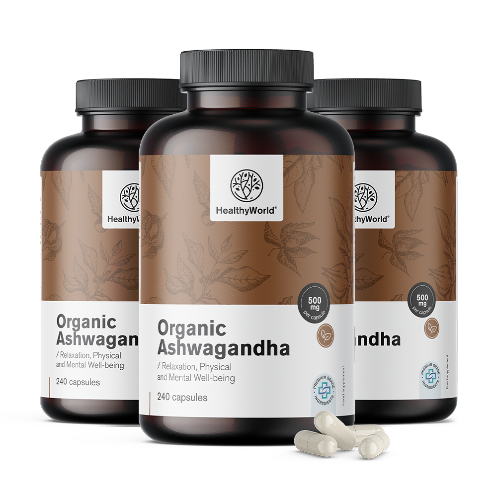 HealthyWorld 3x BIO Ashwagandha 500 mg, totale 720 capsule