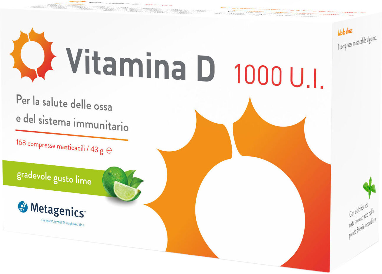 METAGENICS Vitamina D 1000 U.I. 84 Compresse Masticabili Lime