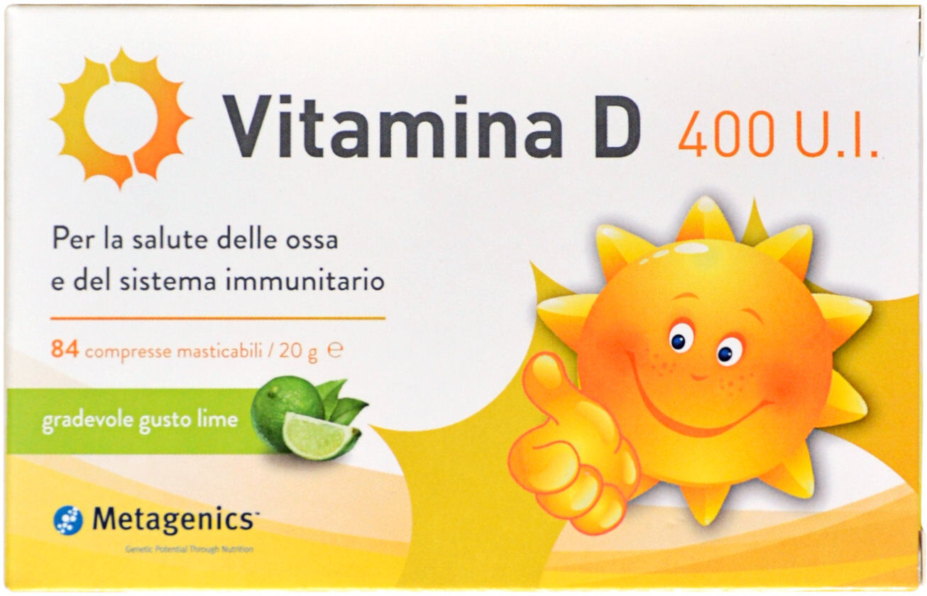 METAGENICS Vitamina D 400 U.I. 84 Compresse Masticabili Lime