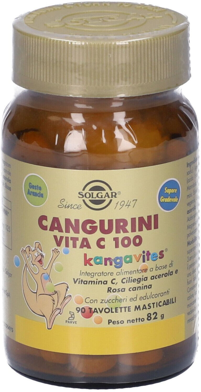 SOLGAR Cangurini Vita C 100 90 Tavolette Masticabili Arancia