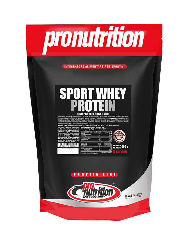 PRONUTRITION Sport Whey Protein 500 Grammi Doppio Cioccolato