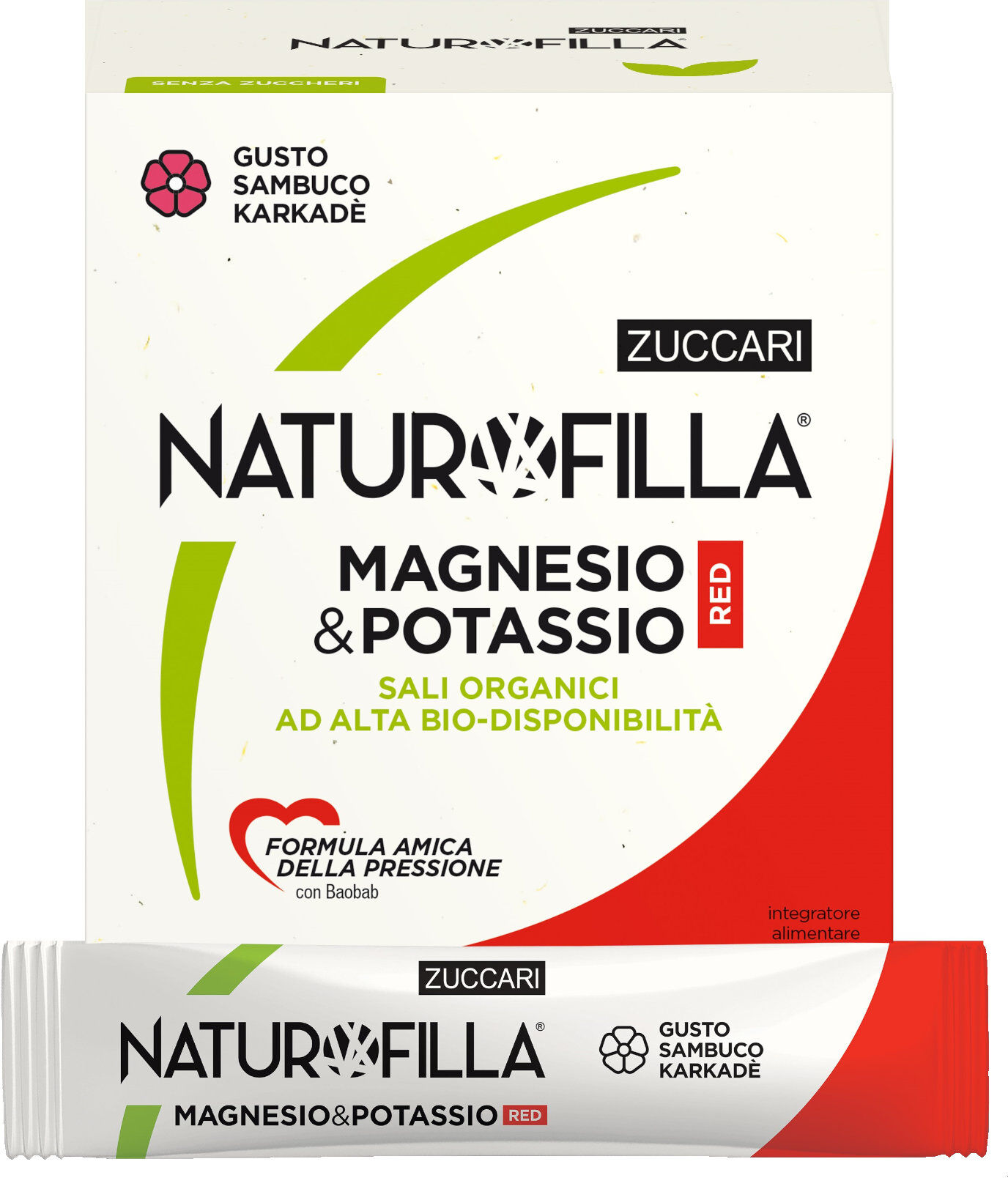 ZUCCARI Naturofilla - Magnesio&potassio Red 28 Stick Da 4 G Sambuco Karkadè