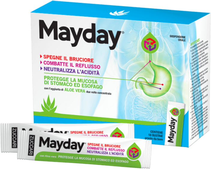 Zuccari Mayday Integratore Bruciore Di Stomaco 18 Stick Da 10 Ml