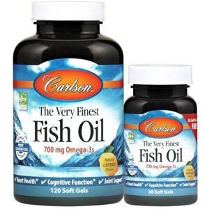 Carlson Labs The Very Finest Fish Oil - 700mg Omega-3s, Natuurlijke Citroen - 120 + 30 softgels