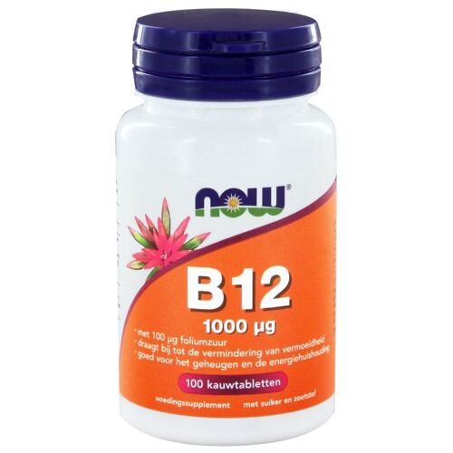 NOW Vitamine B12 1000 mcg en Foliumzuur 100 mcg (100 kauwtabl)