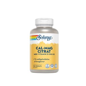 Solaray Cal-Mag Citrat med Vitamin D + K2 - 150 Kapslar
