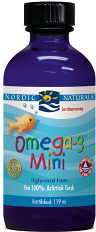 Nordic Naturals Omega 3 mini m. jordbærsmak - 119 ml