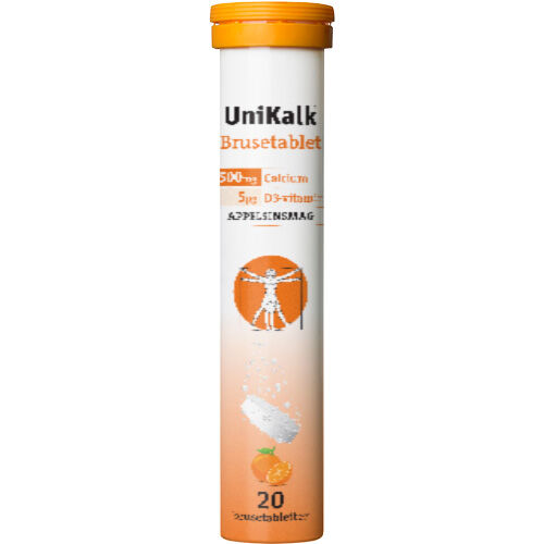 Unikalk Brusetablett Appelsin - 20 Tabletter
