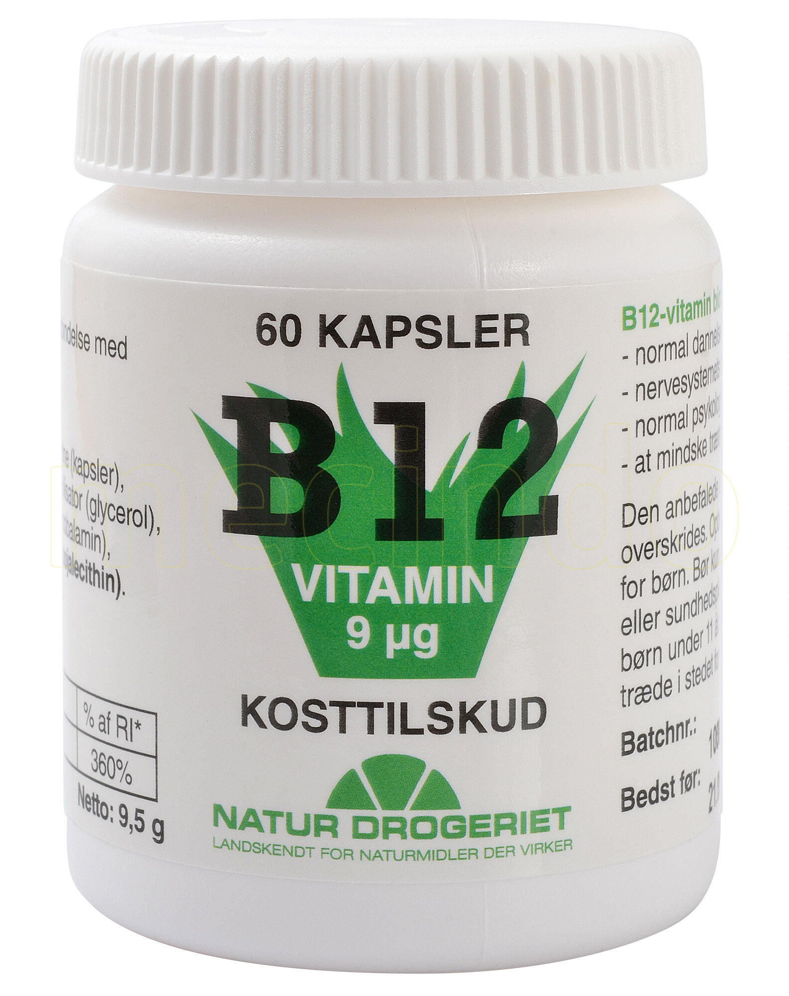Natur Drogeriet Natur-Drogeriet B12 Vitamin 9 Ug - 9 mcg Kg - 60 Kapsler