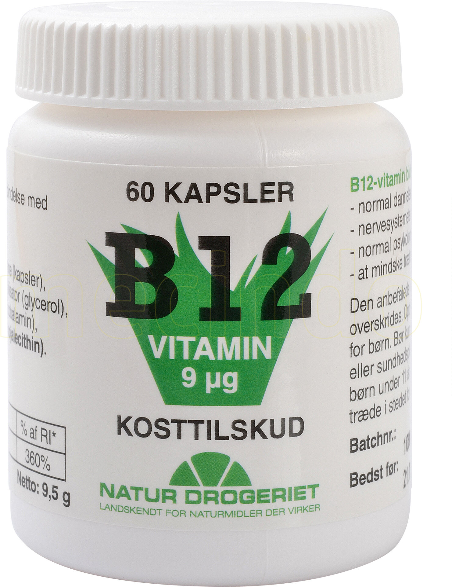 Natur Drogeriet Natur-Drogeriet B12 Vitamin 9 Ug - 9 mcg Kg - 60 Kapsler