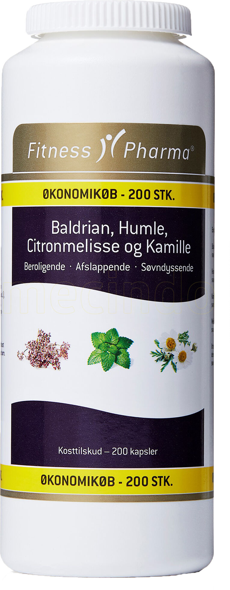 Fitness Pharma Baldrian, Humle, Citronmelisse og Kamille - 200 Kapsler