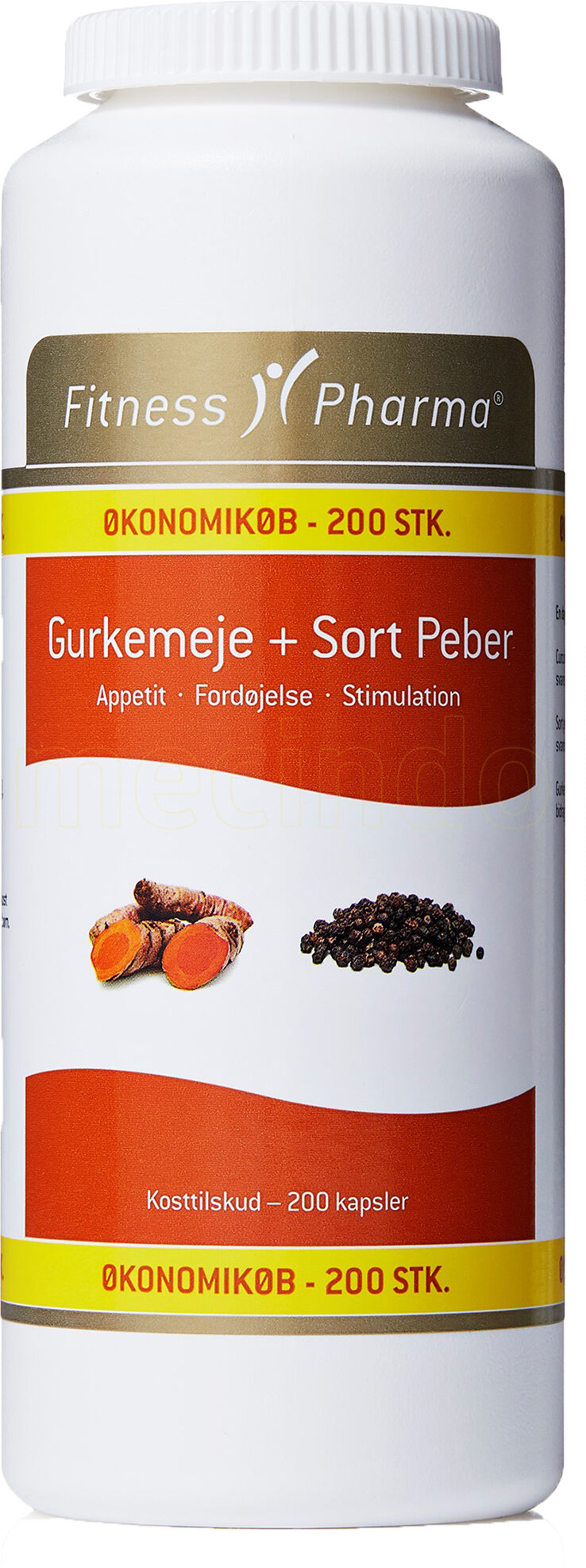 Fitness Pharma Gurkemeje & Sort Peber - 200 Kapsler