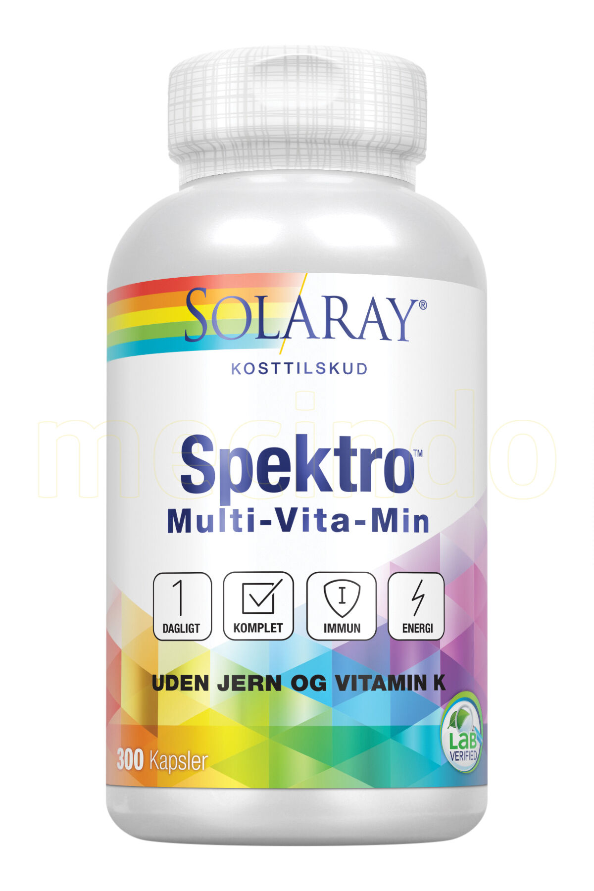 Solaray Spektro Multi-Vitamin u. Jern og vit. K. - 100 Kapsler