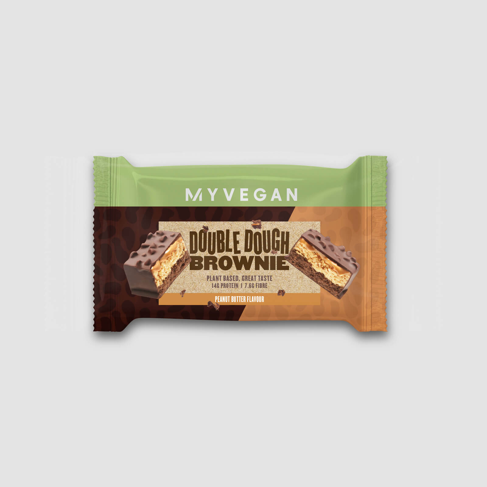 Myvegan Vegansk Double Dough-brownie - 60g - Peanøttsmør