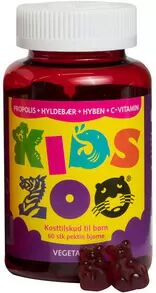 Kids Zoo propolis m/hyllebær, nyper + c-vit vegetabilsk - 60 stk