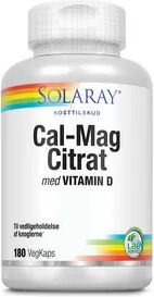 Solaray Cal-Mag Citrate + vitamin D - 180 kapsler