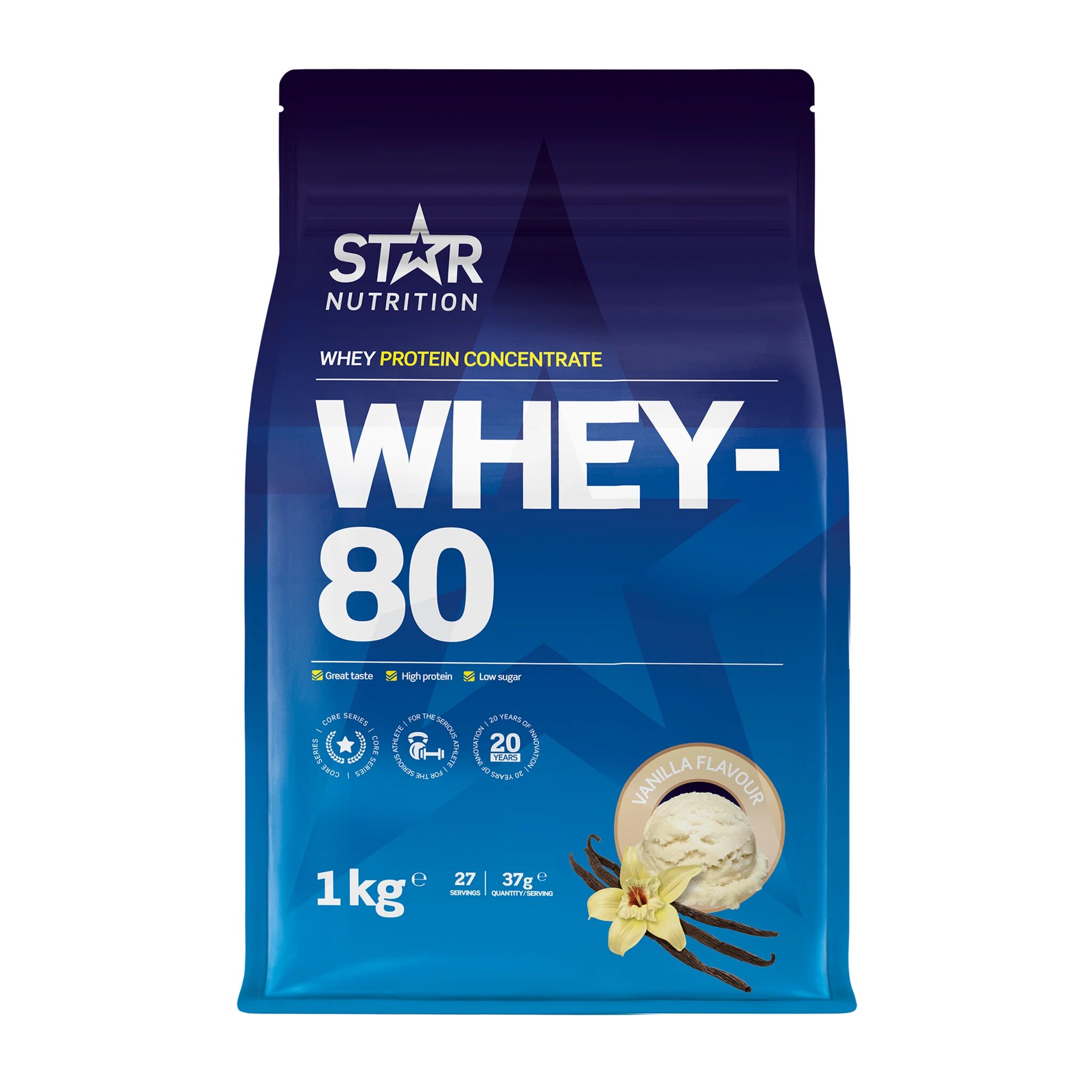 Star Nutrition Whey-80, proteinpulver 1000g VANILJ