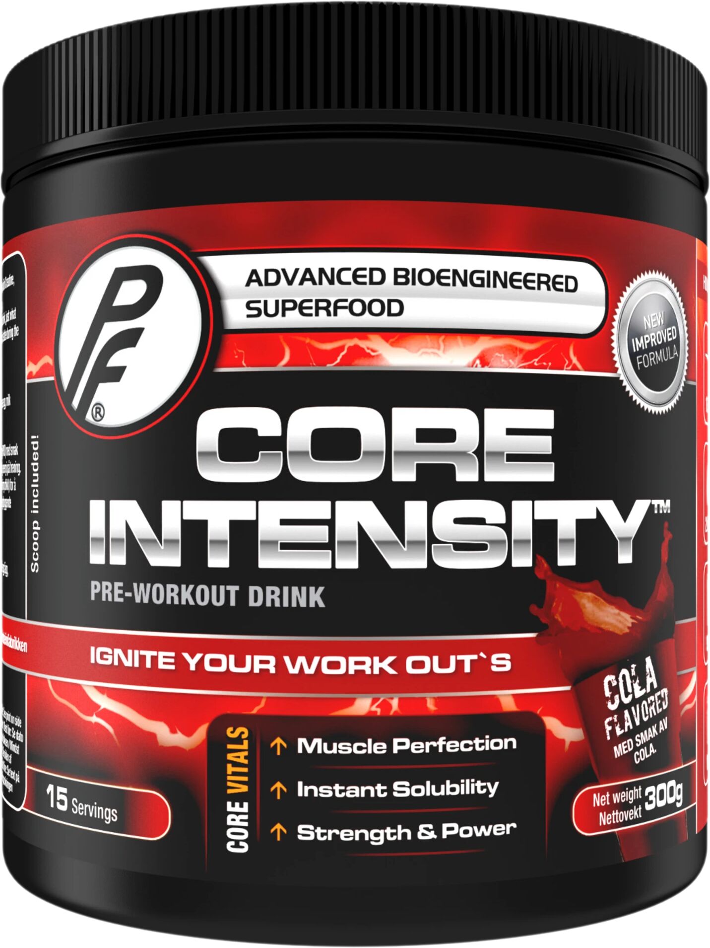 Proteinfabrikken Core Intensity, pre-workoutdrikk  300g Cola