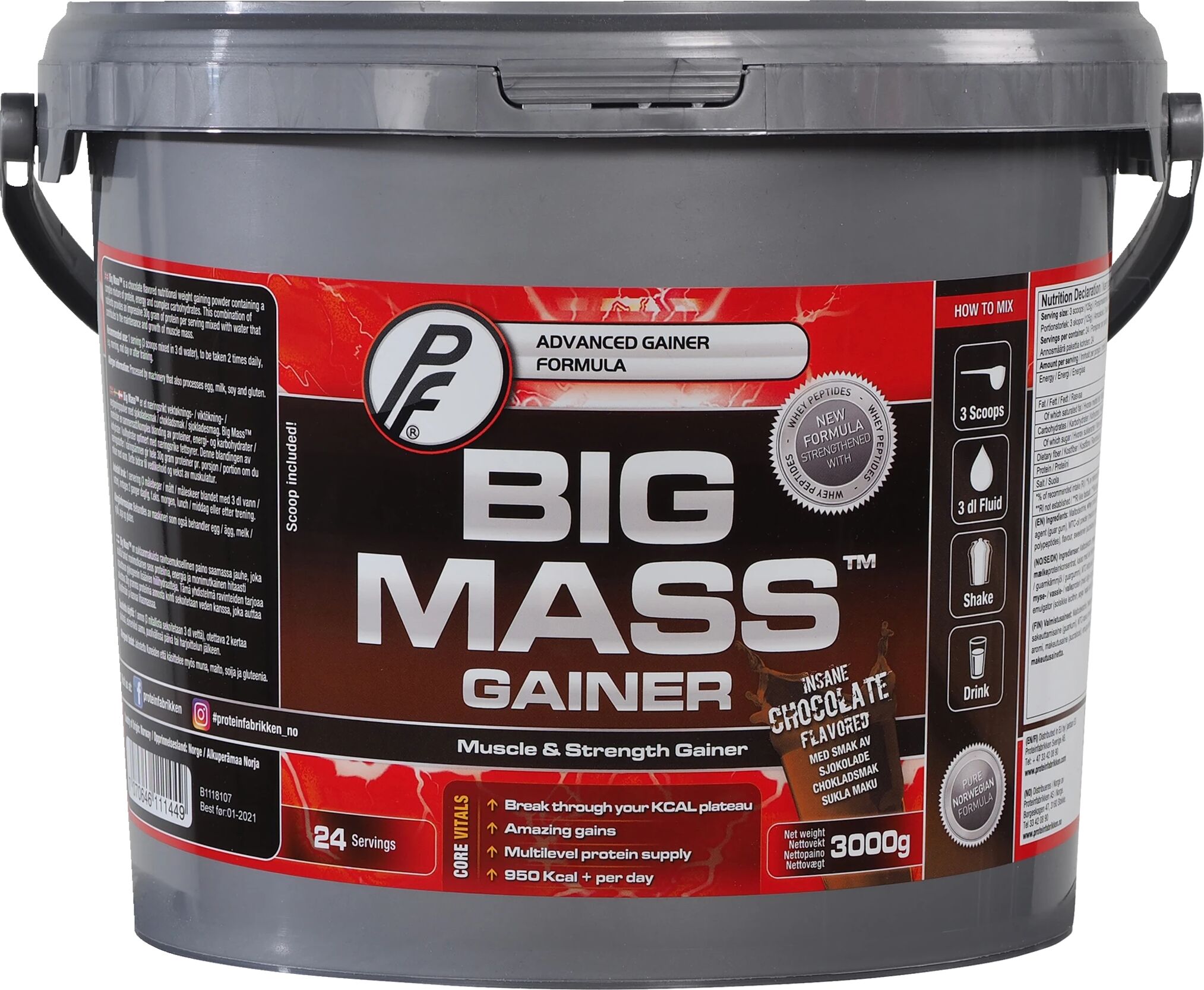 Proteinfabrikken Big Mass Gainer  3000g Sjokolade