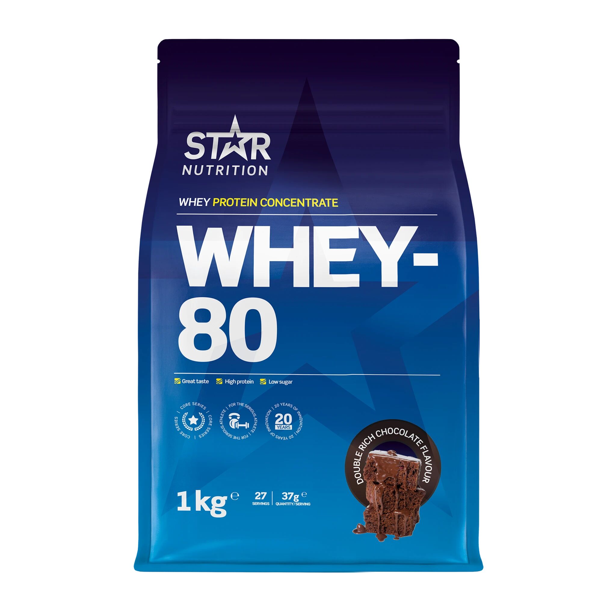Star Nutrition Whey-80, proteinpulver 1000g Doublerichchocolate