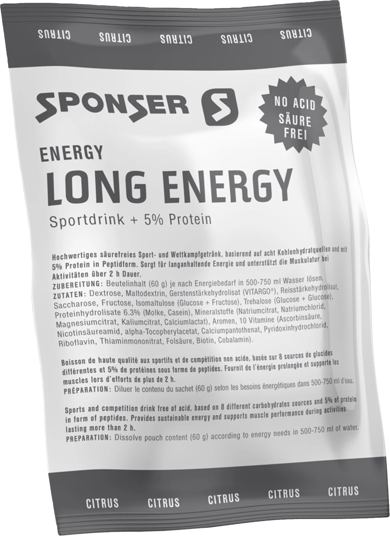 Sponser Long Energy Citrus - Porsjonspakning STD Citrus