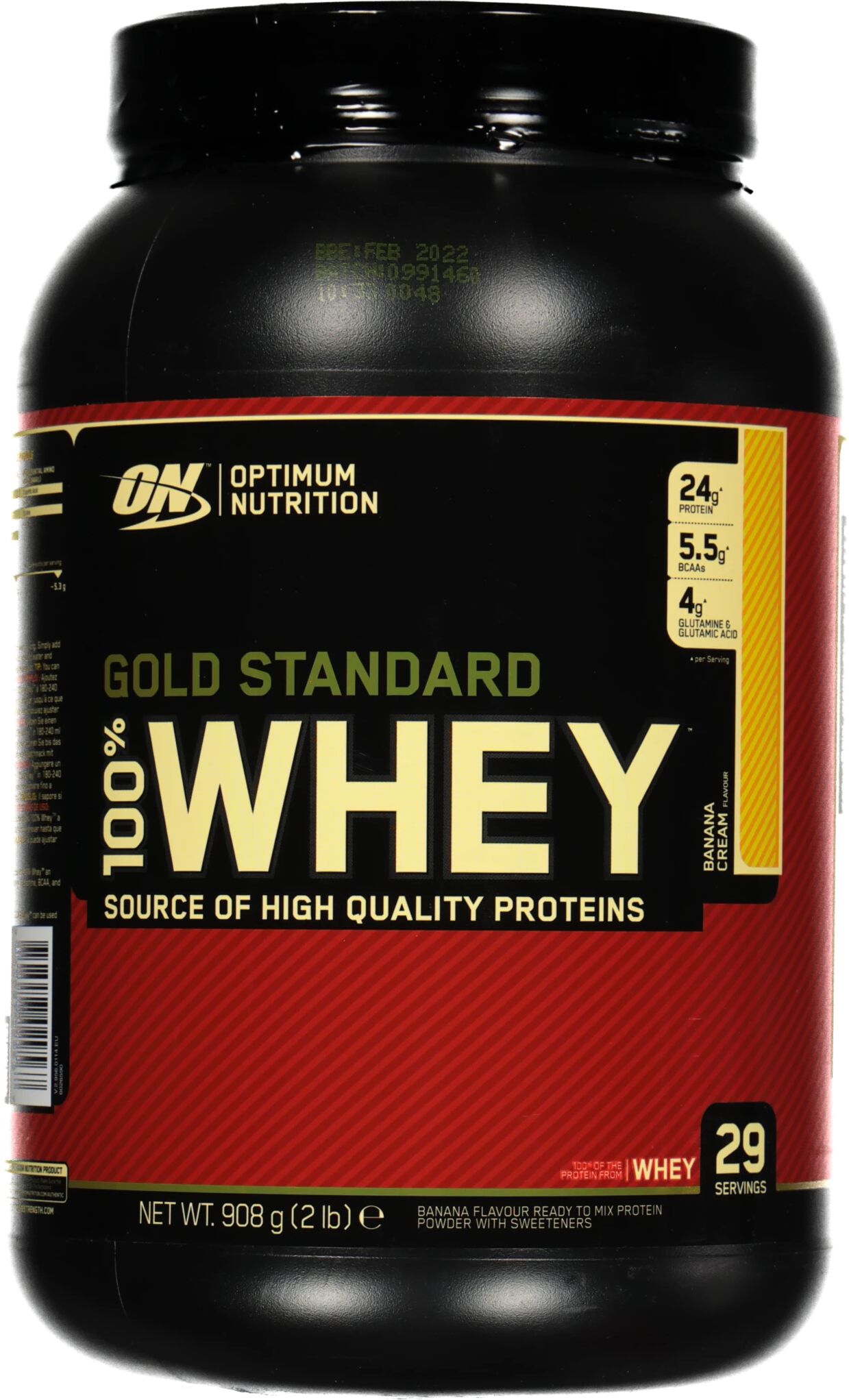 Optimum Nutrition 100 % Whey Gold Standard 908 g, proteinpulver 908g BANANA