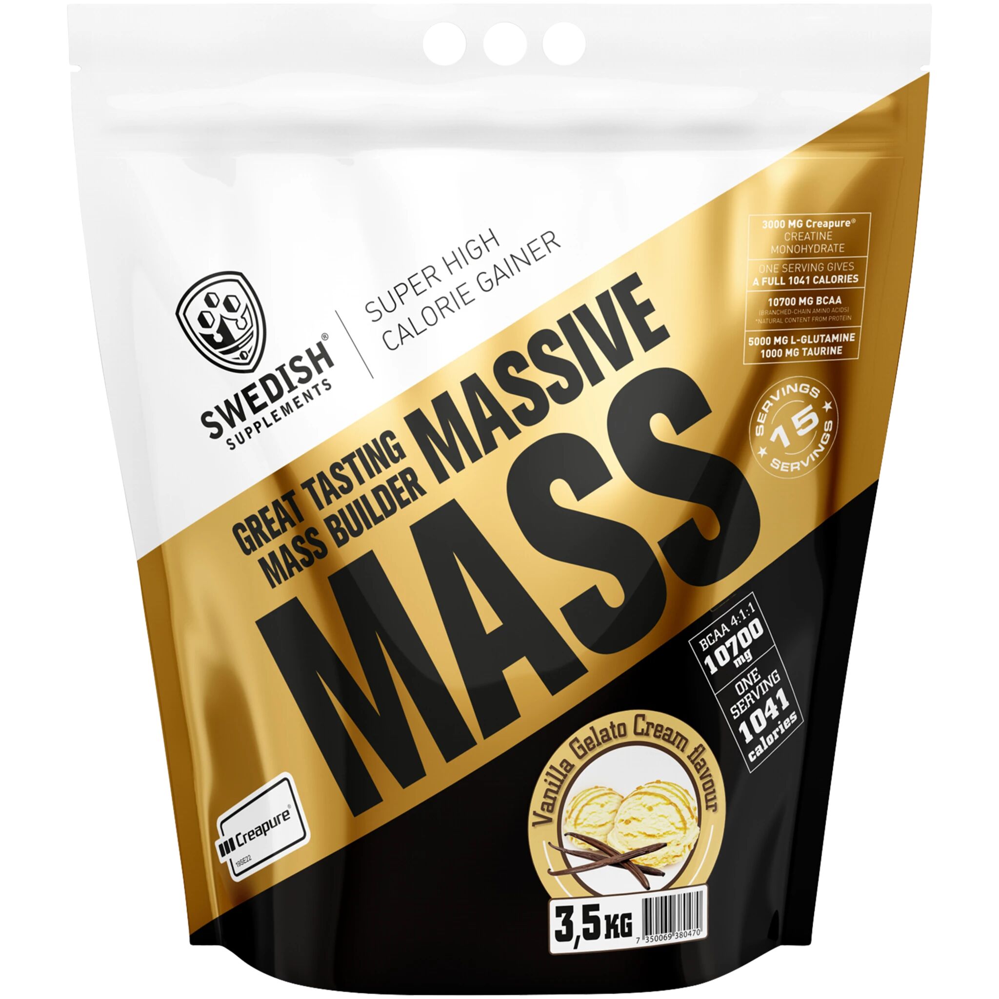 Swedish Supplements Massive Mass 3,5 kg, gainer 3500g Vanilla Gelato crea