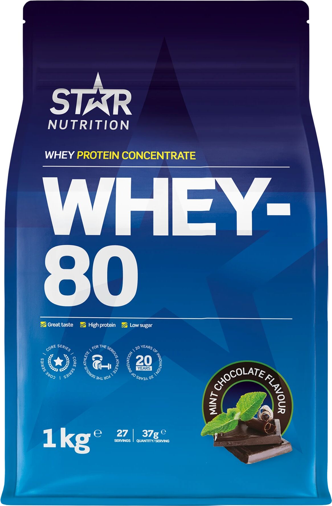 Star Nutrition Whey-80, proteinpulver 1000g Mintchoklad