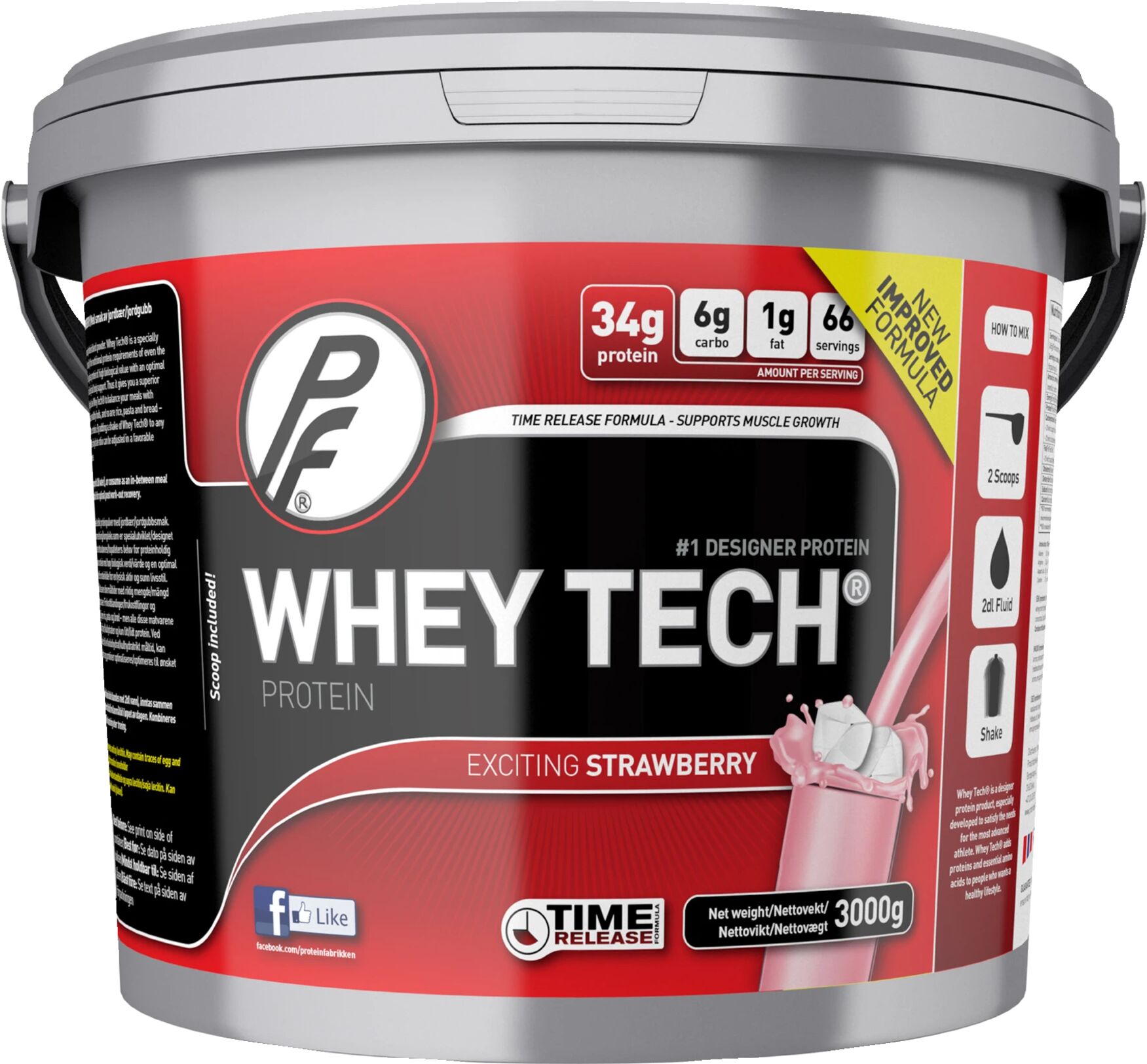 Proteinfabrikken Whey Tech 3 kg, protein  3kg Jordbær