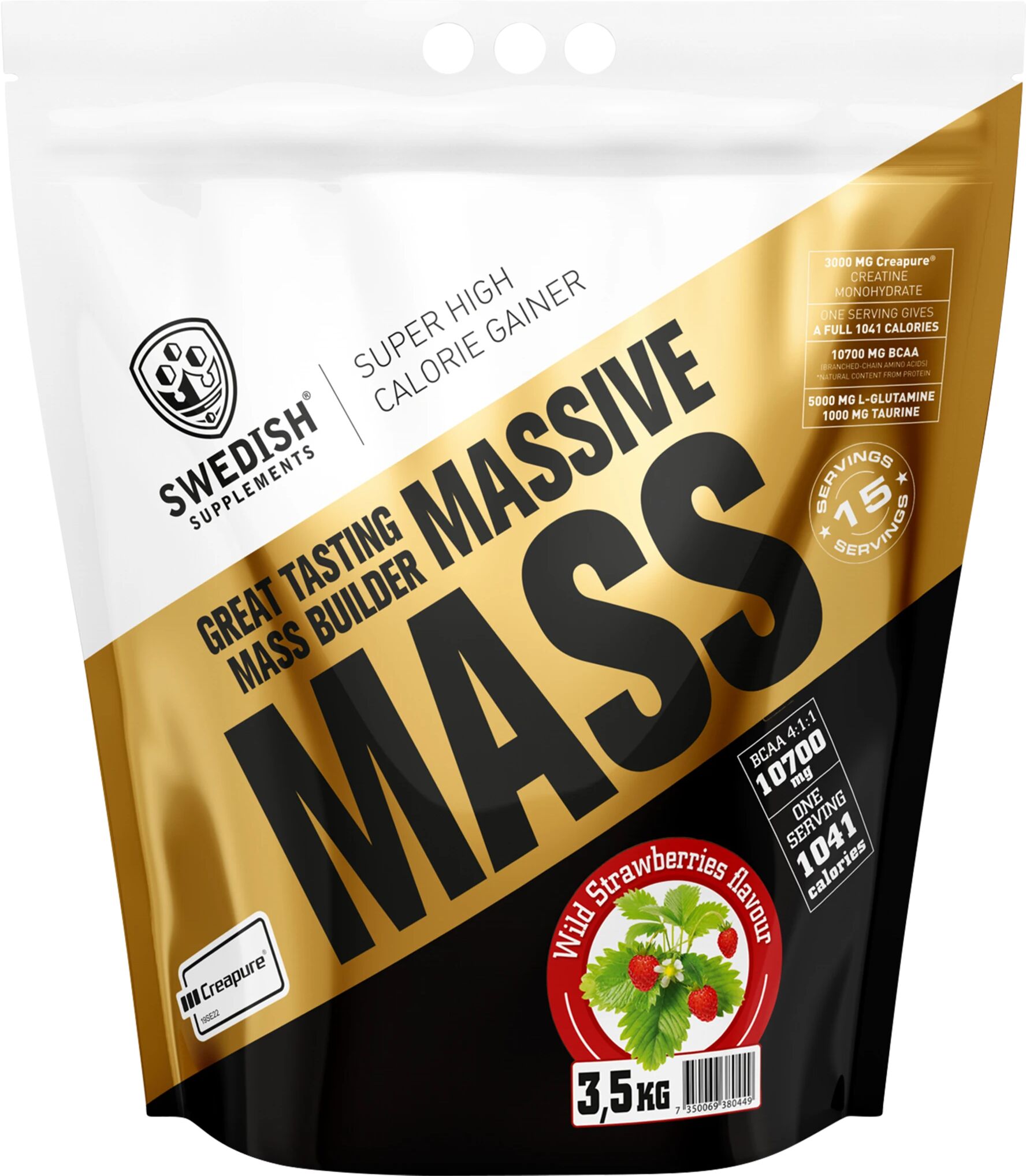 Swedish Supplements Massive Mass 3,5 kg, gainer 3500g STRAWBERRY