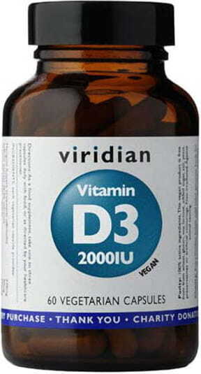 VIRIDIAN Witamina D-3 2000IU Vitamina D3 wegan 60 kapsułek Viridian