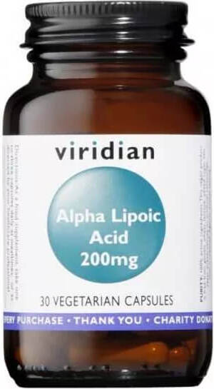 VIRIDIAN Kwas alfa liponowy ALA Alpha Lipoic acid 200mg 30 kapsułek Viridian