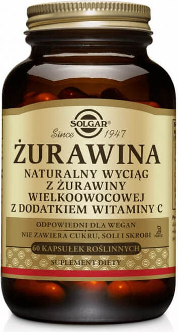 SOLGAR POLSKA SP. Z O. O. Żurawina wieloowocowa z dodatkiem witaminy C naturalny wyciąg 60 kapsułek Solgar