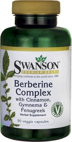 SWANSON HEALTH PRODUCTS Kompleks berberyny cynamonu gymnemy i kozieradki Berberine Complex with Cinnamon Gymnema & Fenugreek 90 kapsułek SWANSON