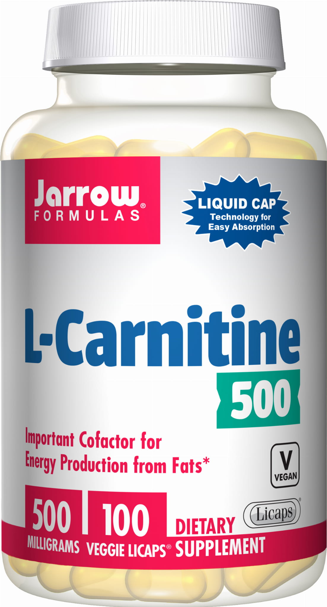 JARROW FORMULAS LKarnityna 500 mg Vege licaps 100 kapsułek JARROW FORMULAS