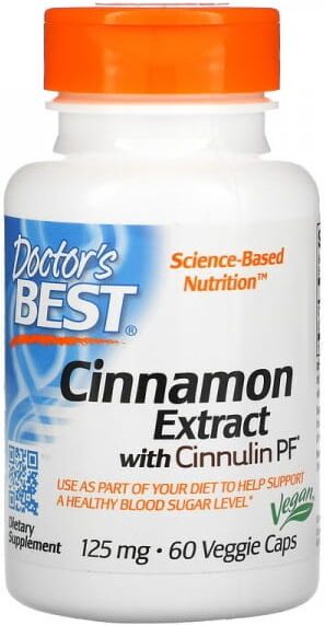 Doctor's Best Cinnamon Extract with Cinnulin PF Ekstrakt z Cynamonu 125 mg 60 kapsułek Doctor's Best